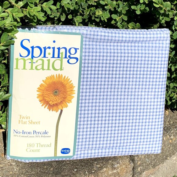 Springmaid Gingham Twin Flat Sheet - Picture 1 of 9
